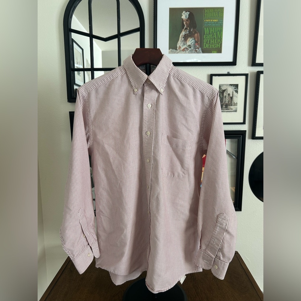 L.L. Bean Men's Pink Pin Striped Dress Shirt